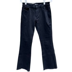 DL1961 Black Lara Mid-Rise Ultrasculpt Cropped Boot Jeans Raw Hem Women's 27